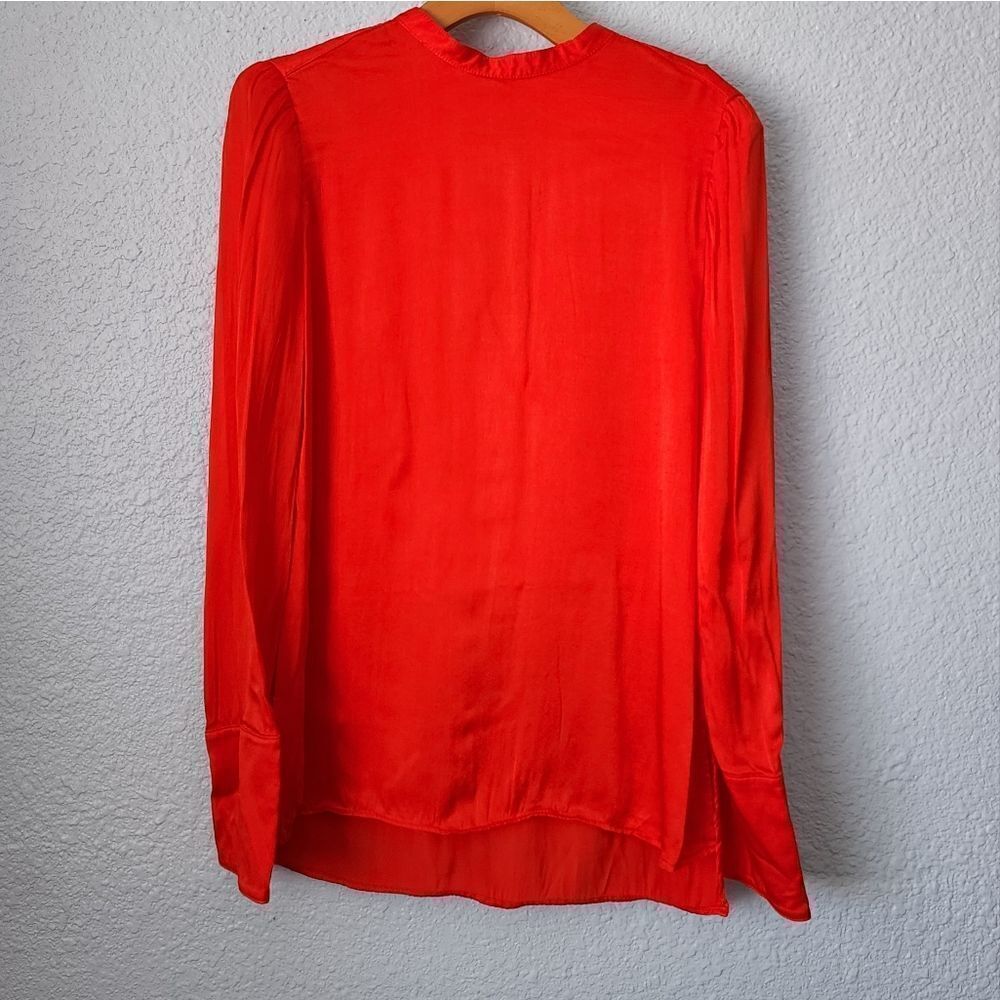Something navy long sleeve tie back blouse